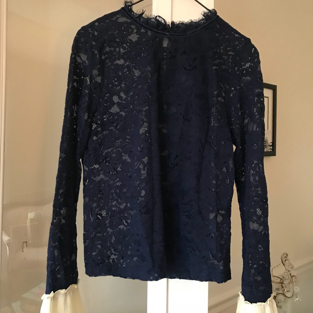Navy blue lace blouse